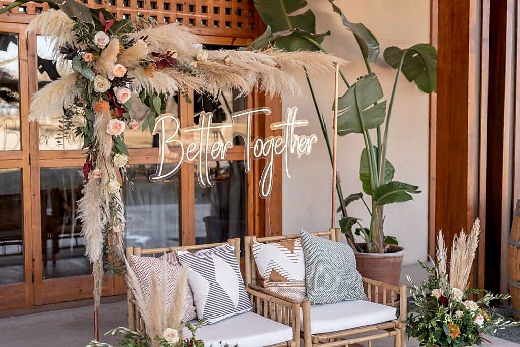 Decoración para photocall de boda